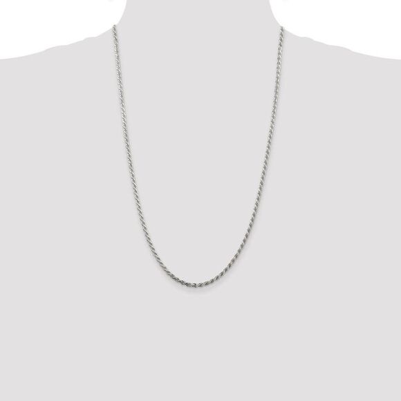 2.75mm Sterling Silver, Diamond Cut Rope Chain Necklace, 26 Inch - Picture 2 of 6